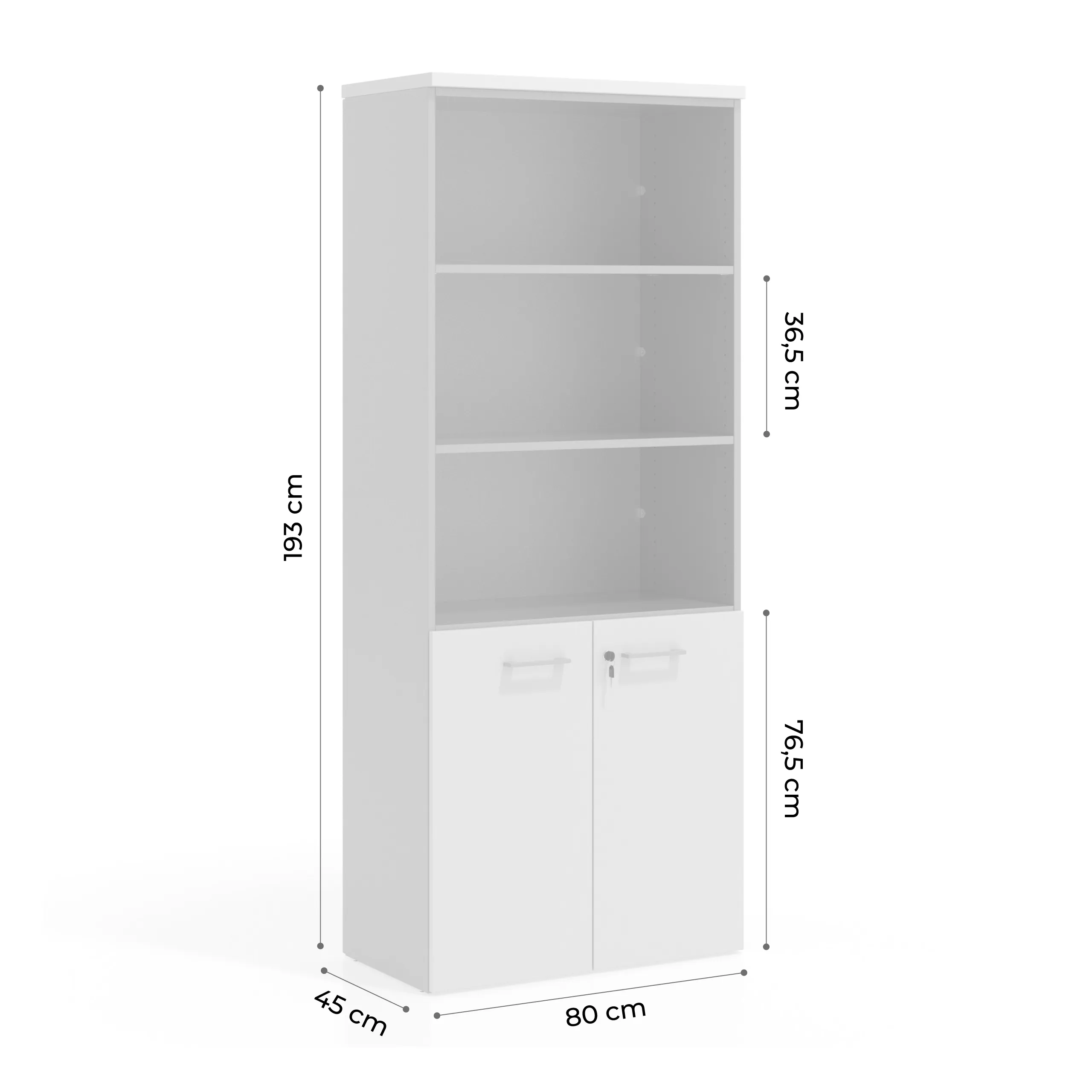 Estantería de oficina Basic 193x80cm con puerta baja