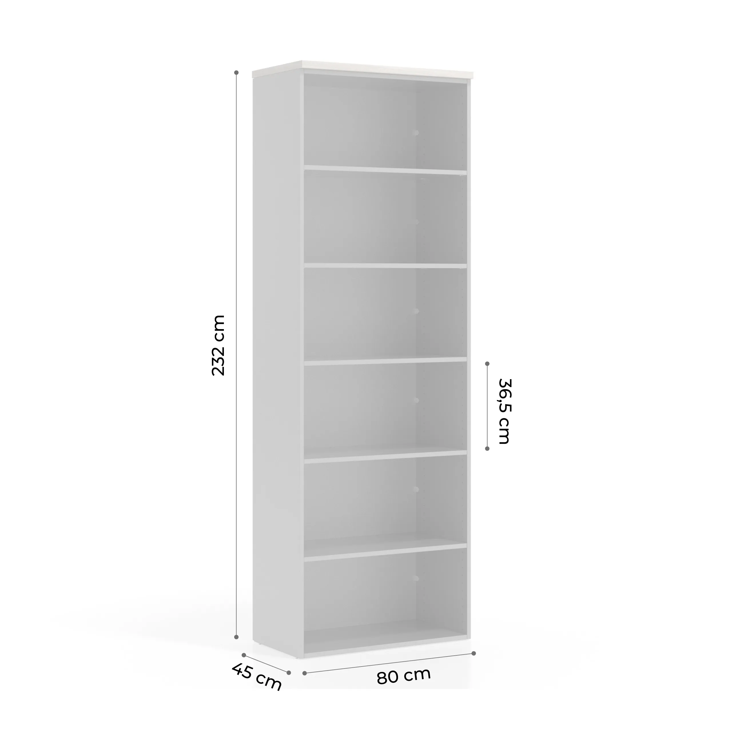 Estantería de oficina Basic 6 alturas, 232x80cm
