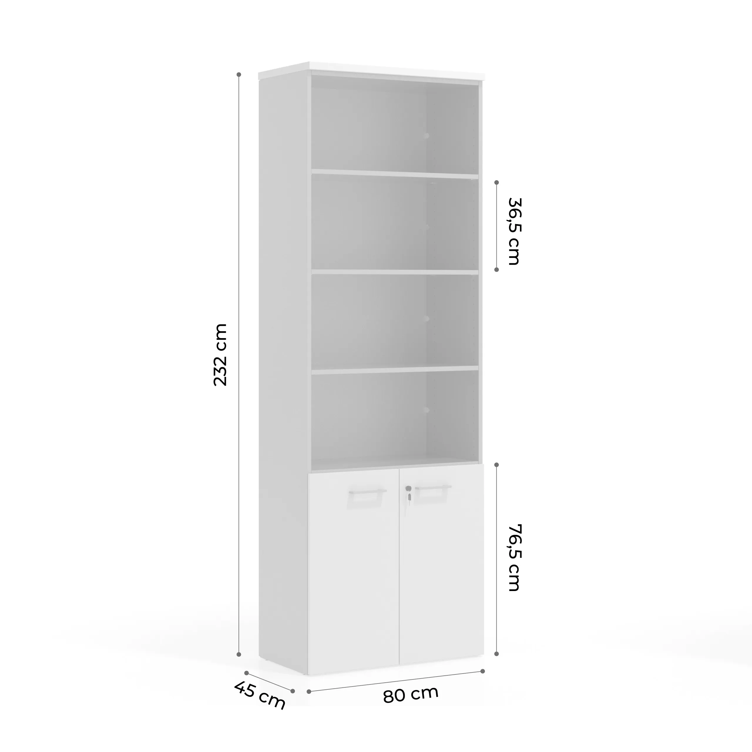Estantería de oficina Basic 232x80cm con puerta baja